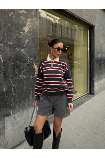 Polo Yaka Oversize Triko Sweatshirt