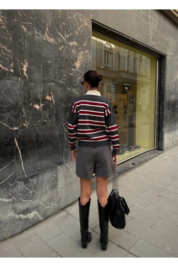 Polo Yaka Oversize Triko Sweatshirt