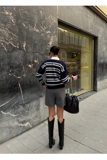 Polo Yaka Oversize Triko Sweatshirt