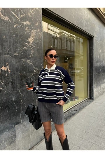 Polo Yaka Oversize Triko Sweatshirt