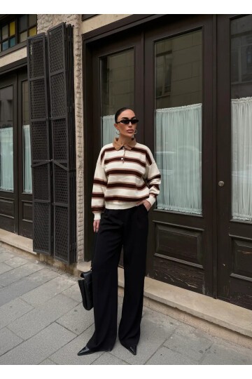 Polo Yaka Oversize Triko Sweatshirt