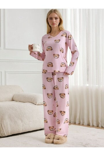 Sweet Teddy Pembe Suprem Pijama Takımı