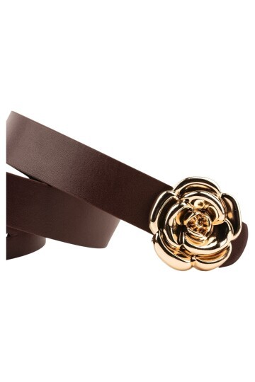 Tek Gül Tokalı Bordo Kadın Kemeri