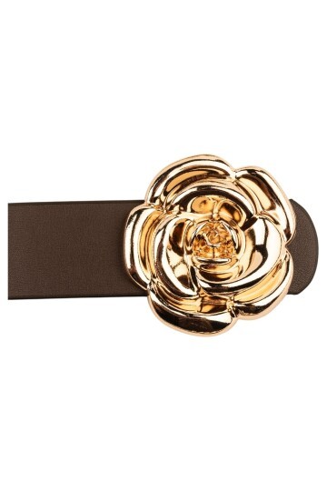 Tek Gül Tokalı İkili Set Kahverengi_Bej Kadın Kemeri