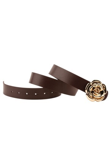 Tek Gül Tokalı İkili Set Siyah_Bordo Kadın Kemeri