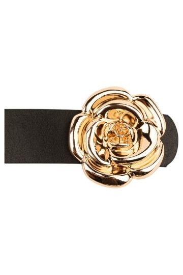 Tek Gül Tokalı Siyah Kadın Kemeri