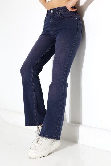 Toparlayıcı Yüksek Bel İspanyol Paça Jean