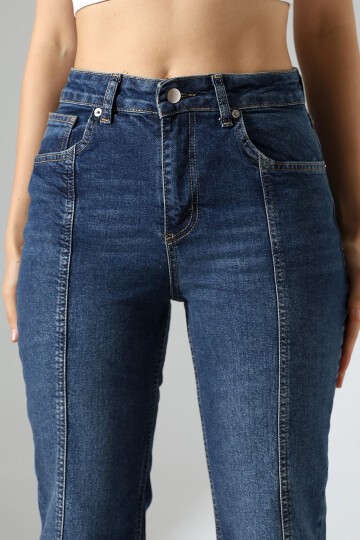 Yüksek Bel İspanyol Paça Jean Pantolon