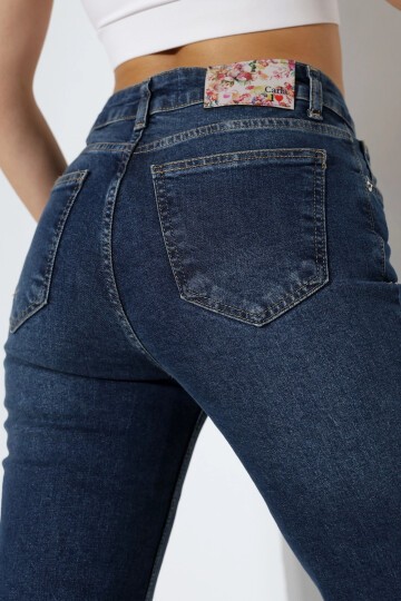 Yüksek Bel İspanyol Paça Jean Pantolon