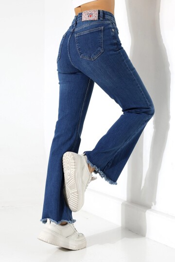 Yüksek Bel İspanyol Paça Püsküllü Jean Pantolon