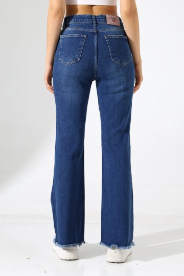 Yüksek Bel İspanyol Paça Püsküllü Jean Pantolon