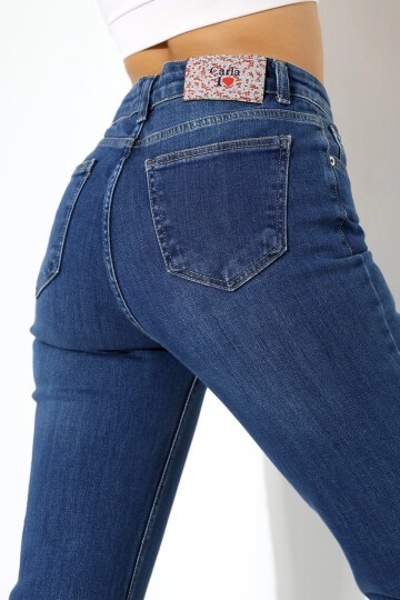 Yüksek Bel İspanyol Paça Püsküllü Jean Pantolon