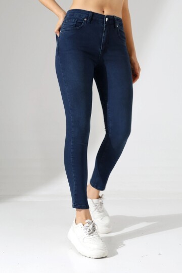 Yüksek Bel Lacivert Skinny Fit Jean Pantolon
