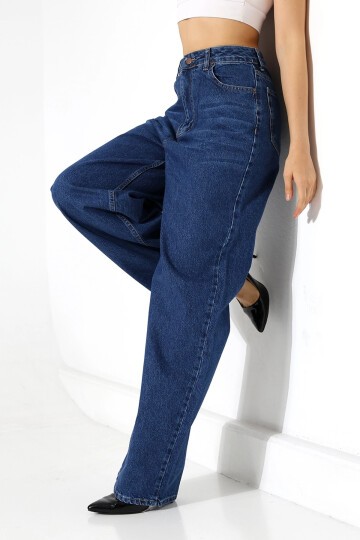 Yüksek Bel Salaş Kesim Bol Paça Jean