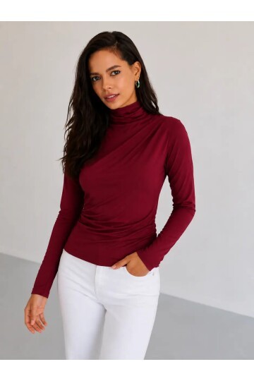 Boğazlı Bordo Sandy Bluz