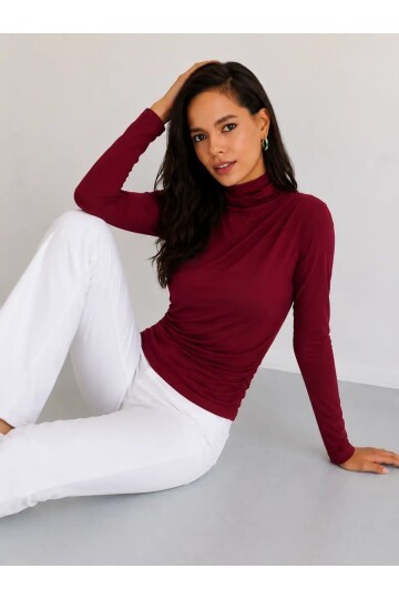 Boğazlı Bordo Sandy Bluz