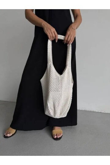 Doğal Dokulu Örgü Omuz Çantası – Minimal & Şık Günlük Kullanım