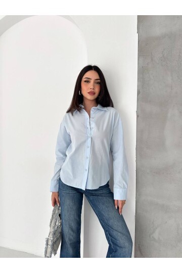 Kadın Oversize Gömlek – Bağlama Detaylı, Uzun Kollu, Şık & Günlük Kombin Gömlek