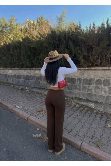 Kaşkorse Kumaş Kuş gözlü Kahverengi Eşofman Pantolon