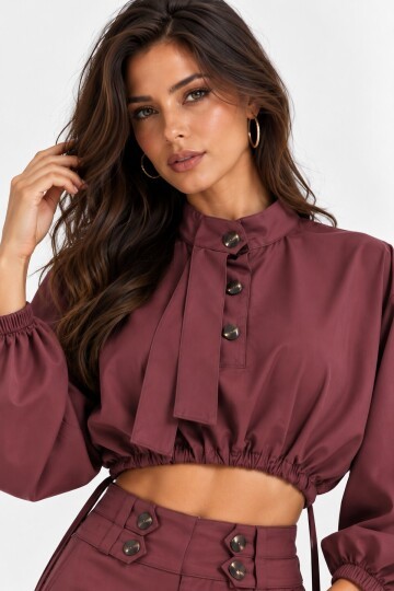 Modern Dokunuşlu Crop Bluz & Kargo Pantolon İkili Takım