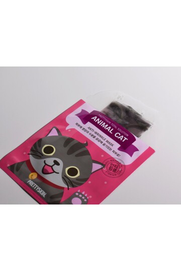 PRETTYSKIN Animal Cat Anti-Wrinkle Mask 25 gr | Kırışıklık Karşıtı Nemlendirici Kağıt Yüz Maskesi 4lü Set