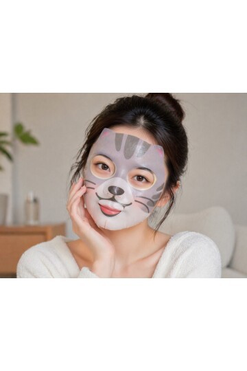 PRETTYSKIN Animal Cat Anti-Wrinkle Mask 25 gr | Kırışıklık Karşıtı Nemlendirici Kağıt Yüz Maskesi 4lü Set