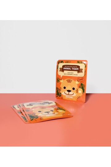 PRETTYSKIN Animal Tiger Aqua Mask 25gr | Nemlendirici Kaplan Desenli Kağıt Yüz Maskesi 4lü Set