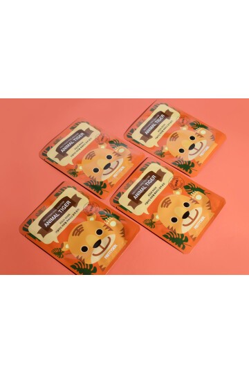 PRETTYSKIN Animal Tiger Aqua Mask 25gr | Nemlendirici Kaplan Desenli Kağıt Yüz Maskesi 4lü Set