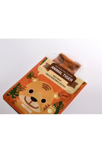 PRETTYSKIN Animal Tiger Aqua Mask 25gr | Nemlendirici Kaplan Desenli Kağıt Yüz Maskesi 4lü Set